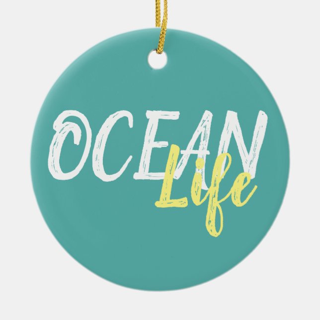 Décoration En Céramique lettres OCEAN LIFE nautique | (Devant)