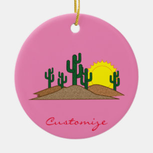 Décoration En Céramique Lever de soleil vert de désert de cactus de