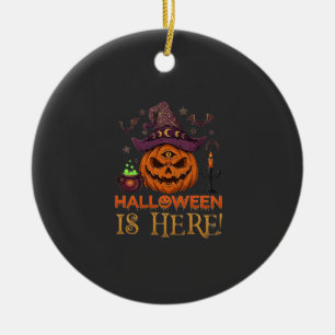 Décoration En Céramique L'Halloween Est Là Chapeau De Sorcière Citrouille 