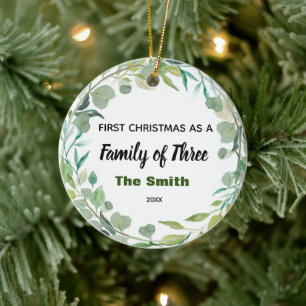 Décoration En Céramique L'hiver premier Noël en famille de trois