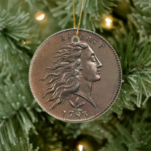 Décoration En Céramique Liberty 1793 U.S. Penny  Ceramic Ornament