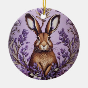 Décoration En Céramique Lièvre mignon Avec Lavender William Morris Inspiré