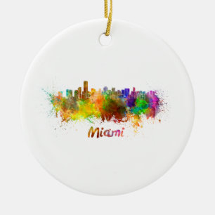 Décoration En Céramique Ligne d'horizon Miami en aquarelle