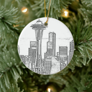 Décoration En Céramique Ligne Skyline minimaliste Noir et Blanc