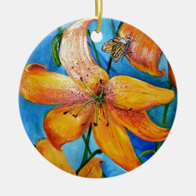 Décoration En Céramique Lily de tigre orange (Devant)