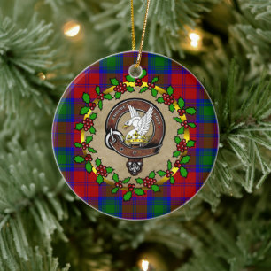 Décoration En Céramique Lindsay Clan Badge & Tartan Noël personnalisé