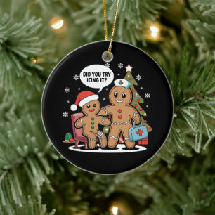 Décoration En Céramique L'Infirmière De Noël Gingerbread Homme Avez-Vous E