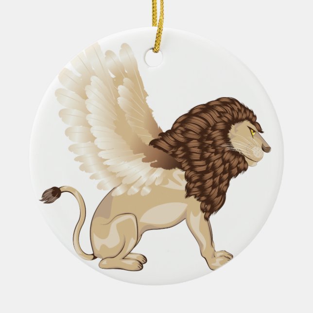 Décoration En Céramique Lion avec la bande dessinée d'ailes (Devant)