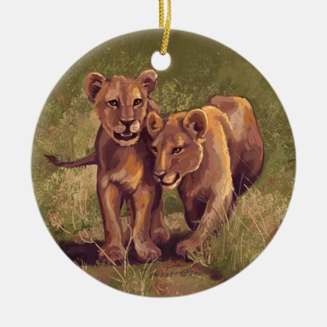 Décoration En Céramique Lion Cubs (Devant)