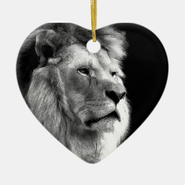 Décoration En Céramique Lion noir blanc (Devant)