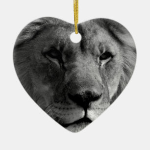 Décoration En Céramique Lion noir et blanc