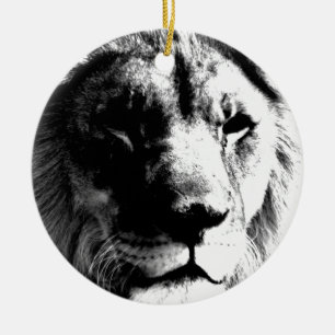 Décoration En Céramique Lion noir et blanc
