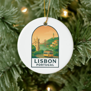 Décoration En Céramique Lisbonne vintage Portugal Voyage Ville Rétro