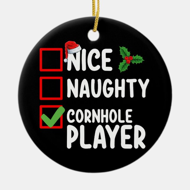 Décoration En Céramique Liste de Noël de joueur de cornhole mignon méchant (Devant)