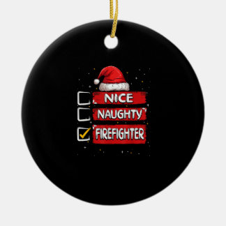 Décoration En Céramique Liste de Noël du pompier gentil ou vilain