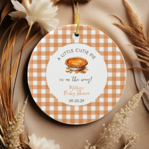 Décoration En Céramique Little Cutie Pie Fall Citrouille En vichy Baby sho