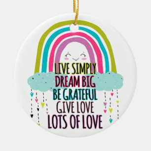 Décoration En Céramique Live Simply Dream Big Be Grateful Give Love