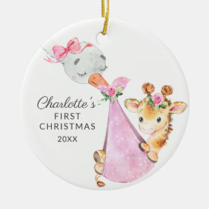 Décoration En Céramique Livraison spéciale Première Girafe de Noël pour bé