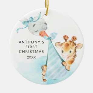 Décoration En Céramique Livraison spéciale Première Girafe de Noël pour bé