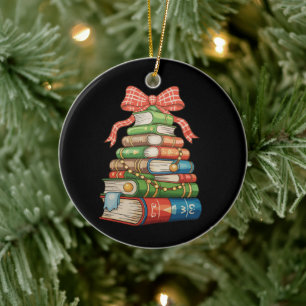 Décoration En Céramique Livres d'Arbre de Noël Lecture Bibliothécaire Ense