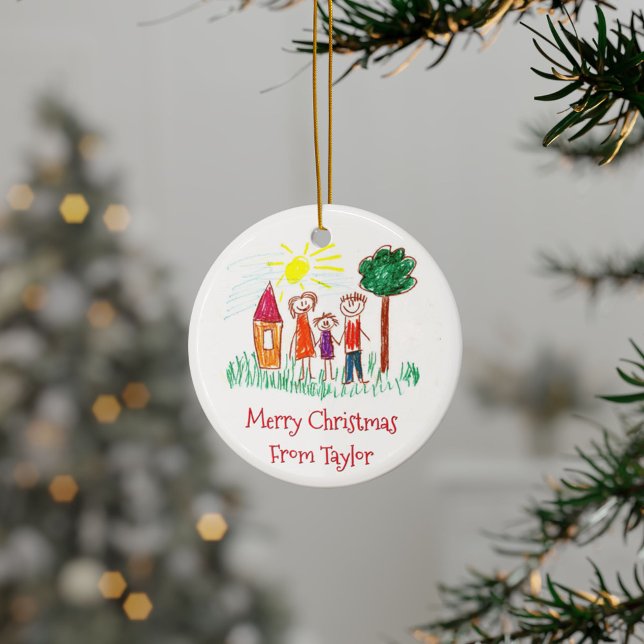 Décoration En Céramique L'oeuvre de votre enfant Noël (Your Child's Artwork Christmas Ceramic Ornament)