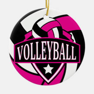 Décoration En Céramique Logo de volley-ball rose et noir 🏐