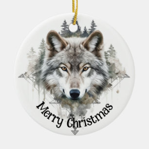 Décoration En Céramique Logo Wolf Wolves Nature Carte de visite personnali