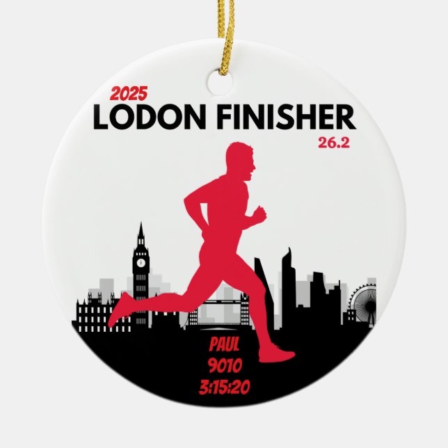 Décoration En Céramique London Marathon Finisher Running Keepsaké Cadeau (Devant)