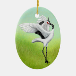 Décoration En Céramique L'Ornement de Noël des Grues japonaises dansantes