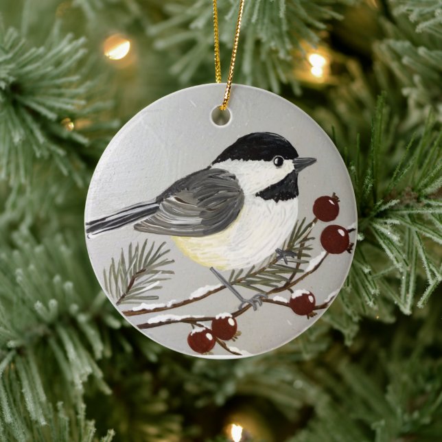 Décoration En Céramique L'ornement de Noël du chickadee (Arbre)