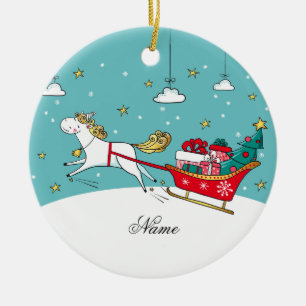 Décoration En Céramique L'ornement de Noël Personnalisé Unicorne,