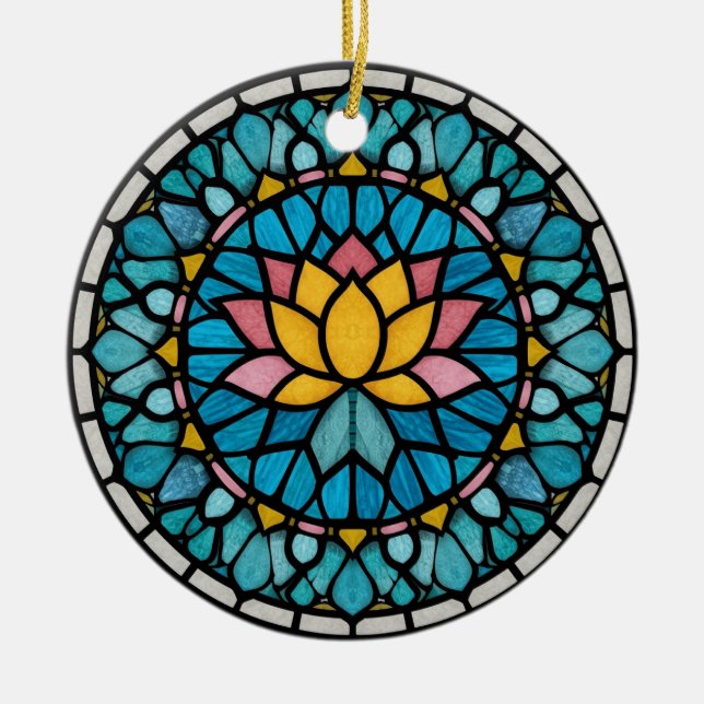 Décoration En Céramique Lotus Mandala Stained Glass (Devant)