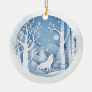 Décoration En Céramique Loup d'hiver