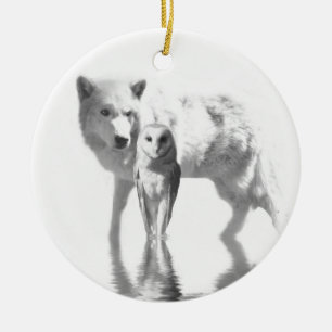 Décoration En Céramique Loup et hibou