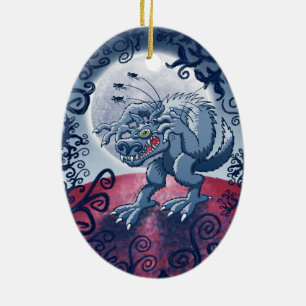 Décoration En Céramique Loup-garou rayant les puces éffrayantes
