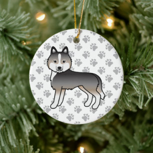 Décoration En Céramique Loup léger gris Husky sibérien Chien de dessin ani