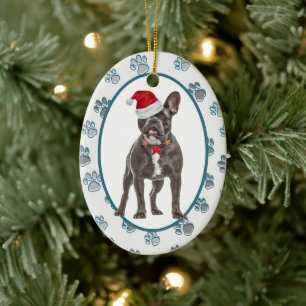 Décoration En Céramique Love Feuille Pawprints French Bulldog