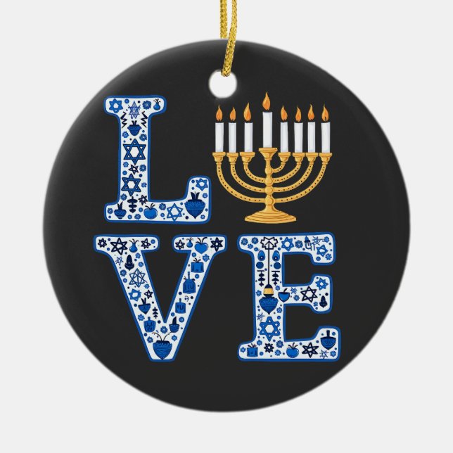 Décoration En Céramique Love Hanoukka Jewish Holiday Menorah (Devant)