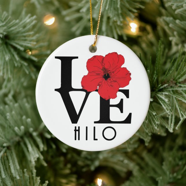 Décoration En Céramique LOVE Hilo Hawaii Red Hibiscus (Arbre)