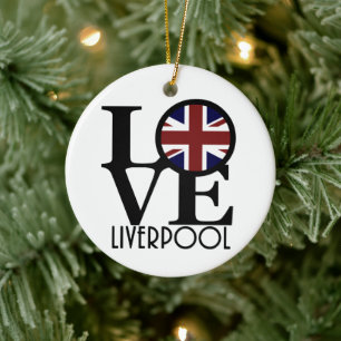 Décoration En Céramique LOVE Liverpool England (Drapeau UK)