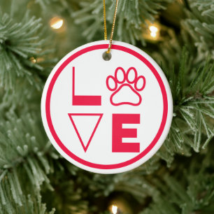 Décoration En Céramique Love Paw Bright Rouge et Blanc céramique Ornament