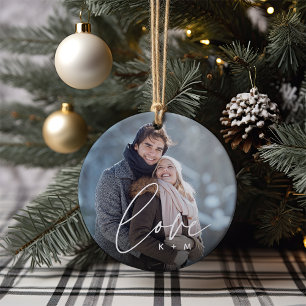 Décoration En Céramique Love Script Overlay Photo & Initiales