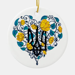 Décoration En Céramique Love Ukraine Postcard Classic Round Sticker