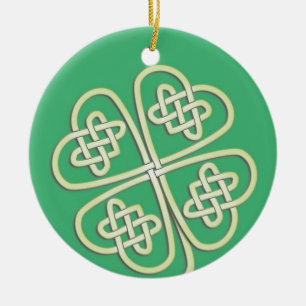Décoration En Céramique Lucky Celtic Clover Round Ornament