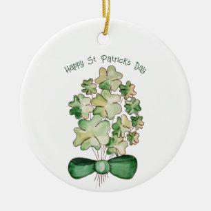Décoration En Céramique Lucky Shamrock Clover Watercolor Art