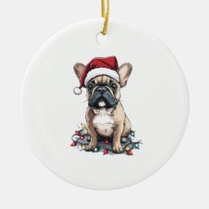 Décoration En Céramique Lumières de Noël Bouledogue Français Cadeaux Chien