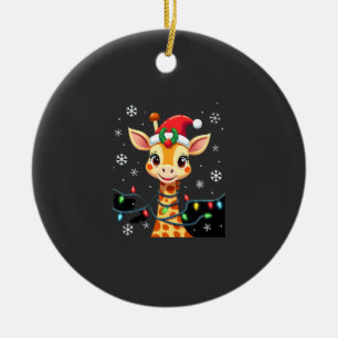 Décoration En Céramique Lumières de Noël de girafe mignonne Chapeau de Pèr
