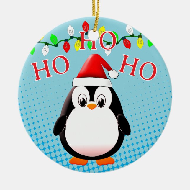 Décoration En Céramique Lumières de Noël du mignon Penguin Santa Hat (Devant)