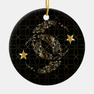 Décoration En Céramique Lune fleurie islamique et étoile