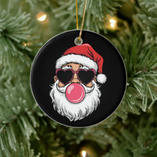 Décoration En Céramique Lunettes de cœur rose Bubble Gum Santa Cool